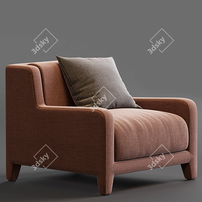 Vintage 40s Style Alma Armchair 3D model image 4