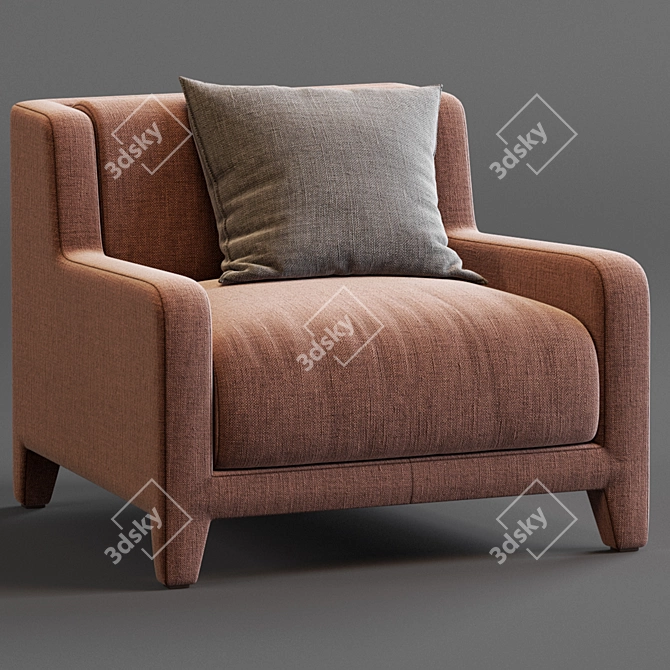 Vintage 40s Style Alma Armchair 3D model image 5