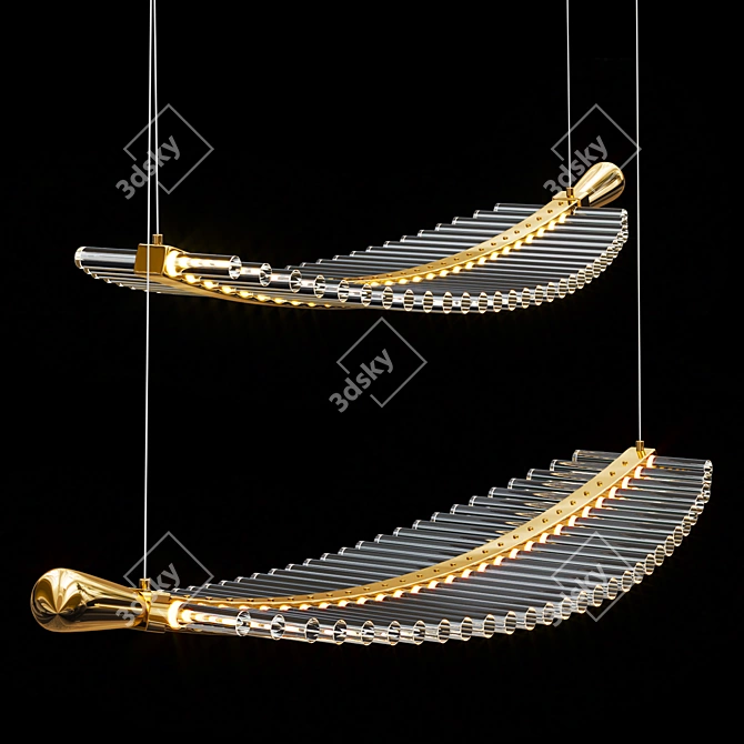 Elegant Feather Spiral Chandelier 3D model image 2