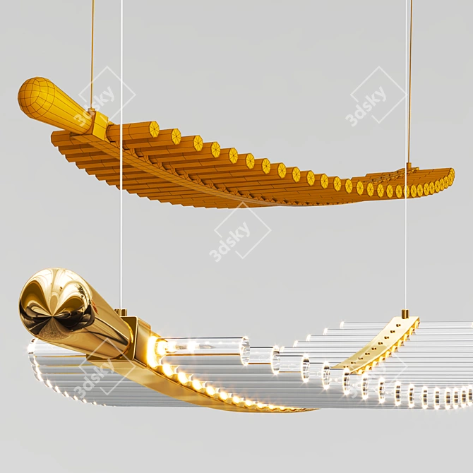 Elegant Feather Spiral Chandelier 3D model image 3