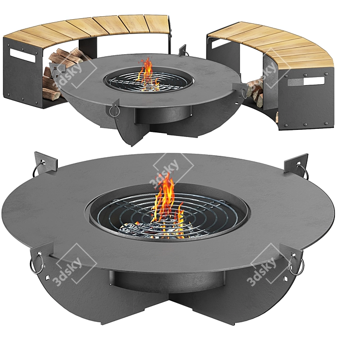 Modern Outdoor Fireplace 3D Model 3D model image 1