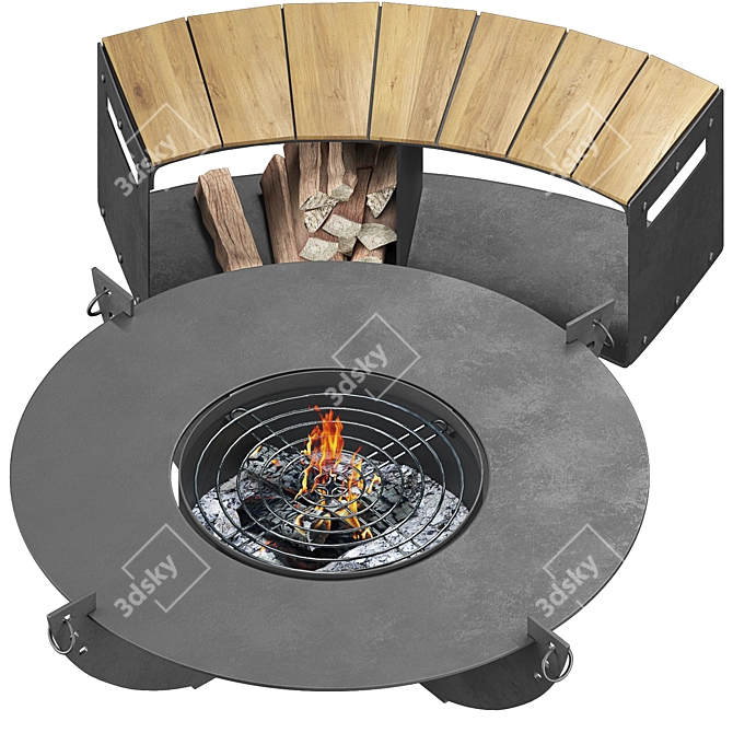 Modern Outdoor Fireplace 3D Model 3D model image 2