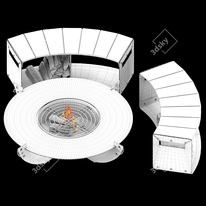 Modern Outdoor Fireplace 3D Model 3D model image 3