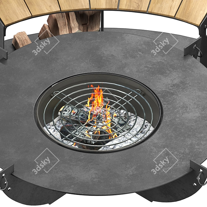 Modern Outdoor Fireplace 3D Model 3D model image 4