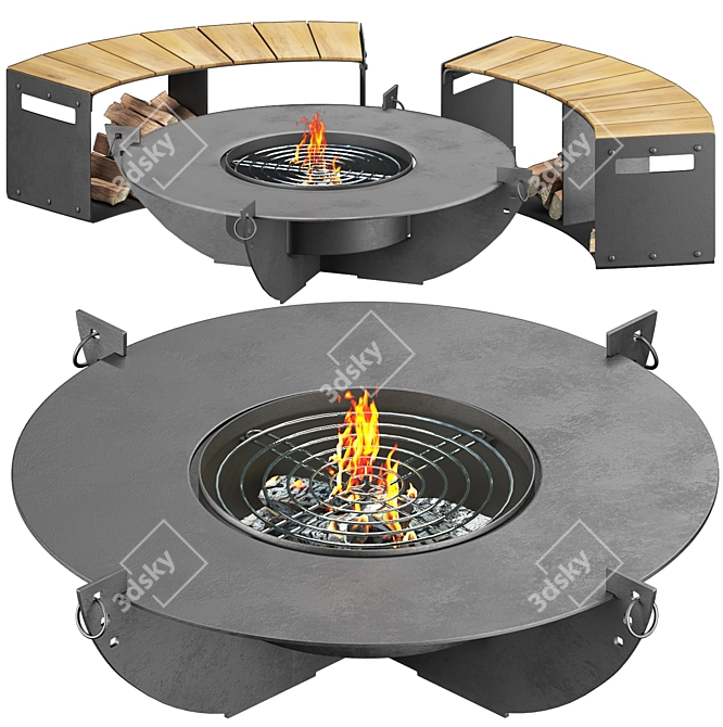 Modern Outdoor Fireplace 3D Model 3D model image 7