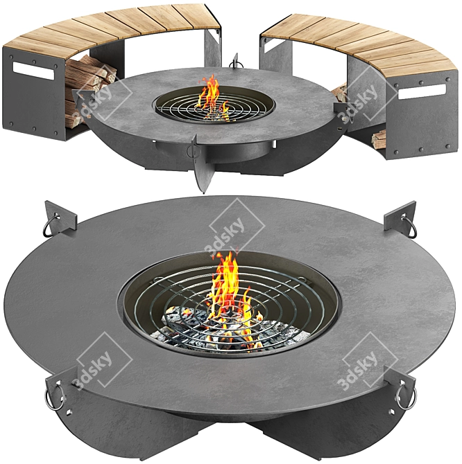 Modern Outdoor Fireplace 3D Model 3D model image 8