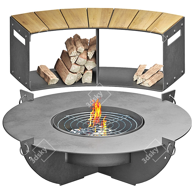 Modern Outdoor Fireplace 3D Model 3D model image 9