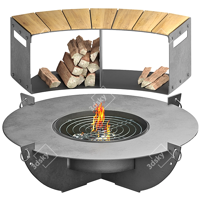 Modern Outdoor Fireplace 3D Model 3D model image 14