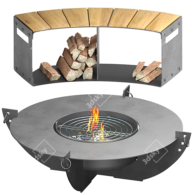 Modern Outdoor Fireplace 3D Model 3D model image 15