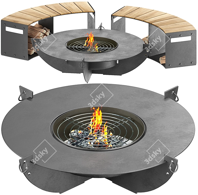 Modern Outdoor Fireplace 3D Model 3D model image 16