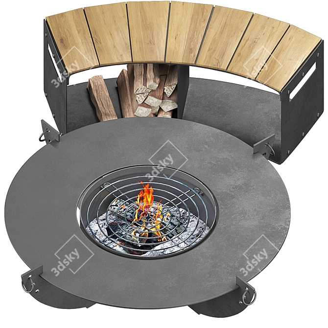 Modern Outdoor Fireplace 3D Model 3D model image 19