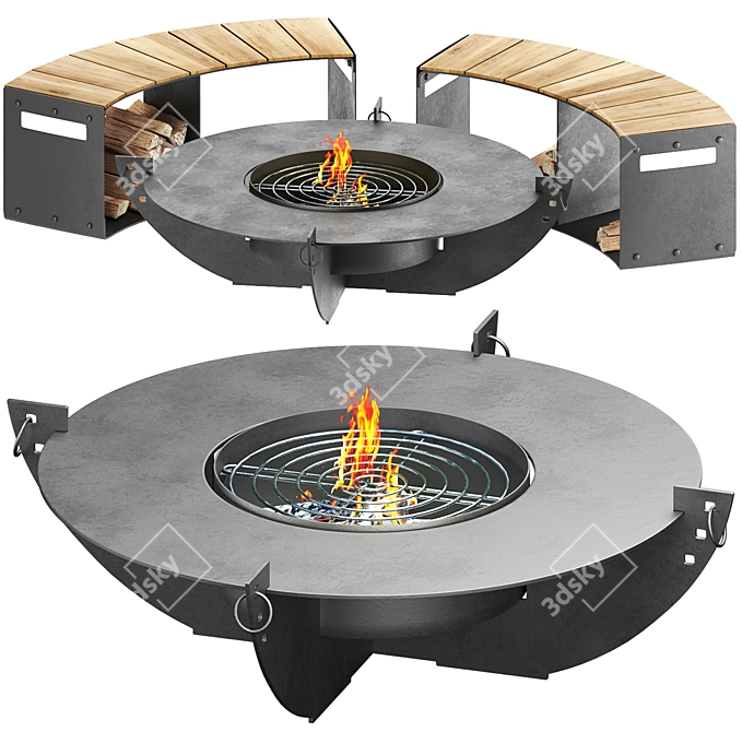 Modern Outdoor Fireplace 3D Model 3D model image 20