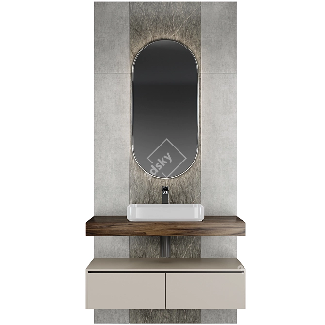 Illuminated Mirror Bathroom Vanity Set 3D model image 3