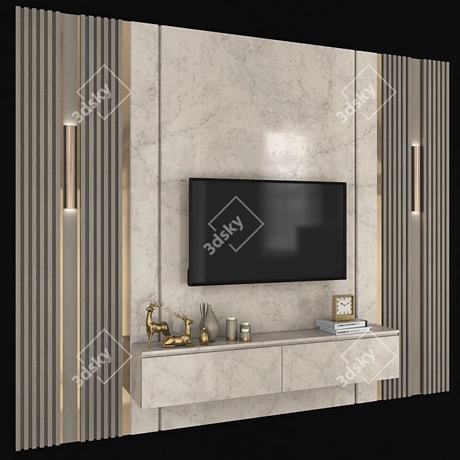 Contemporary Modern TV Wall Set 3D model image 2