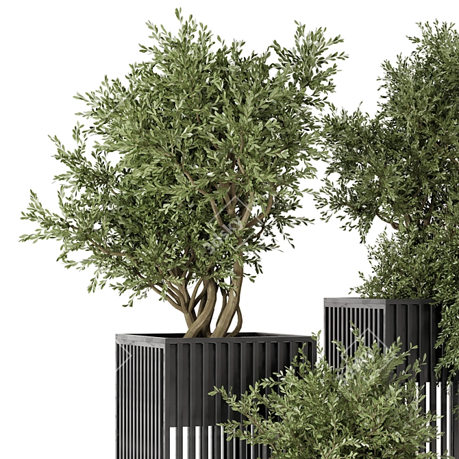 Metal Potted Outdoor Plant Set 3D model image 4