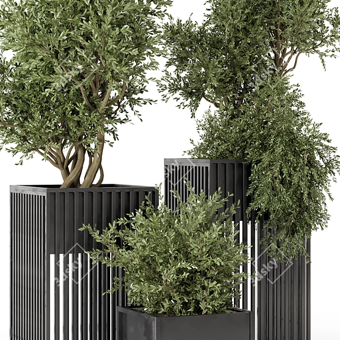 Metal Potted Outdoor Plant Set 3D model image 5