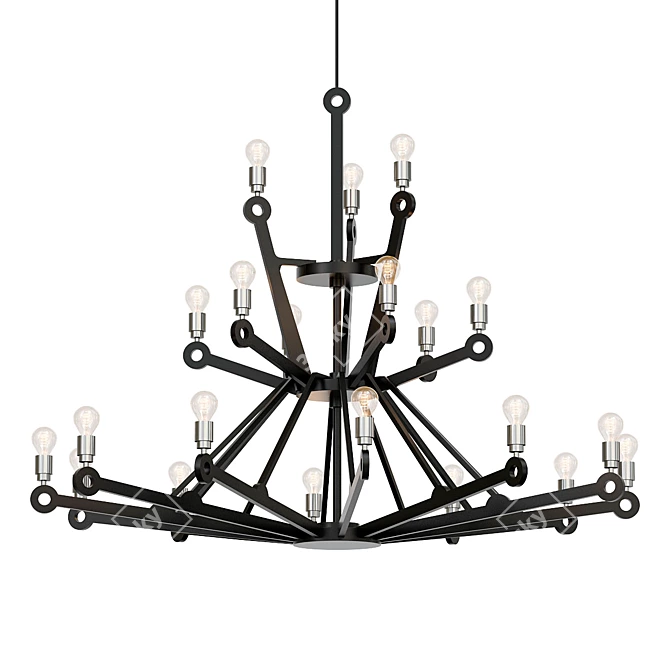 Modern Plywood Chandelier 3D model image 1