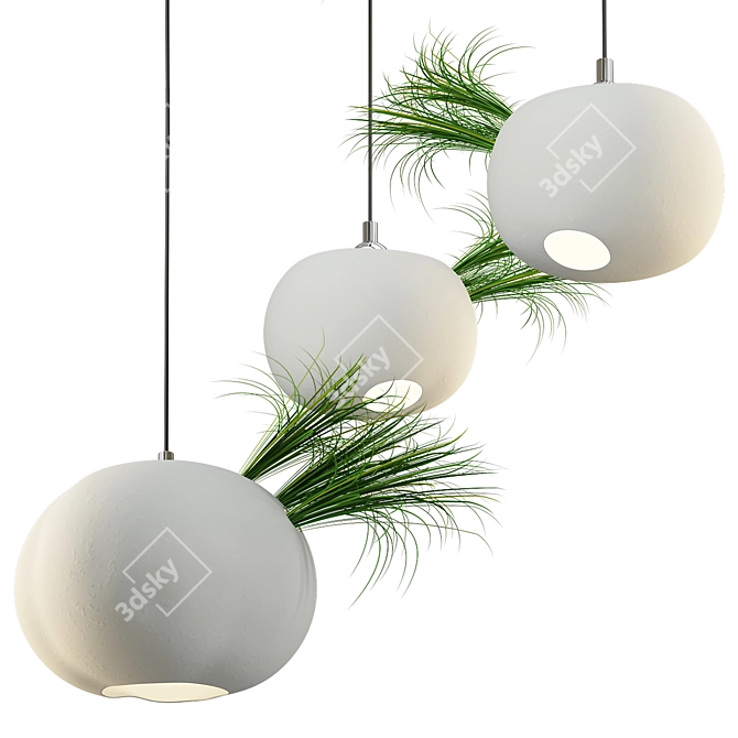 Botanical Hanging Lamp with Green Inserts 3D model image 1