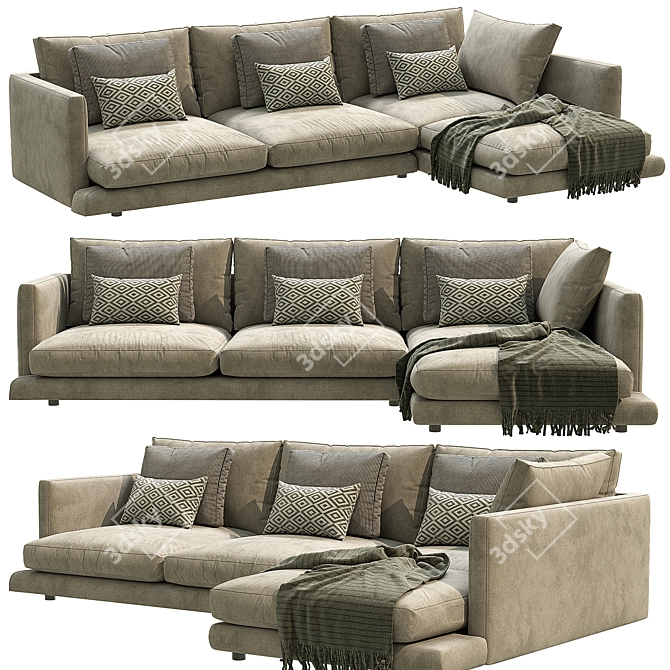 Stylish Long Island Sofa Model 3D model image 1