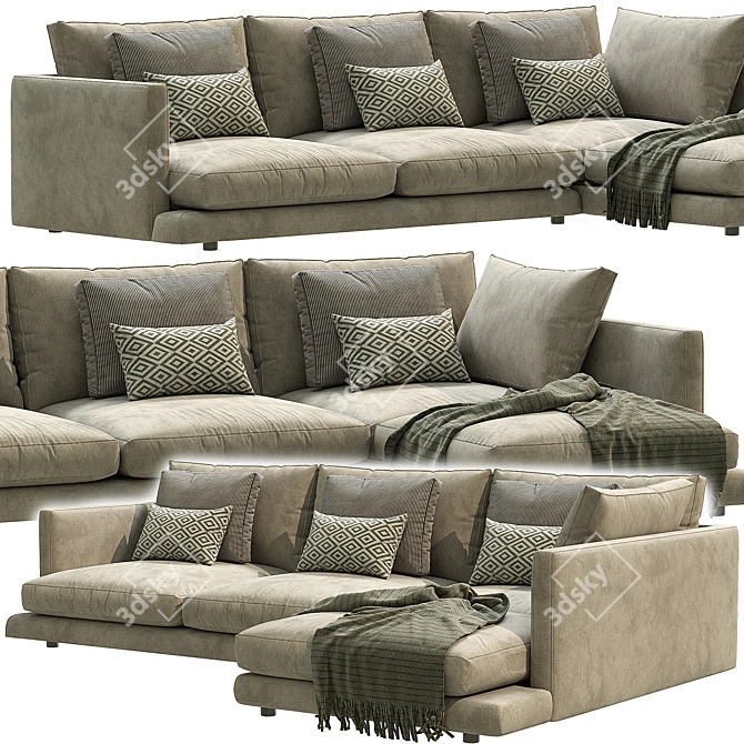 Stylish Long Island Sofa Model 3D model image 2