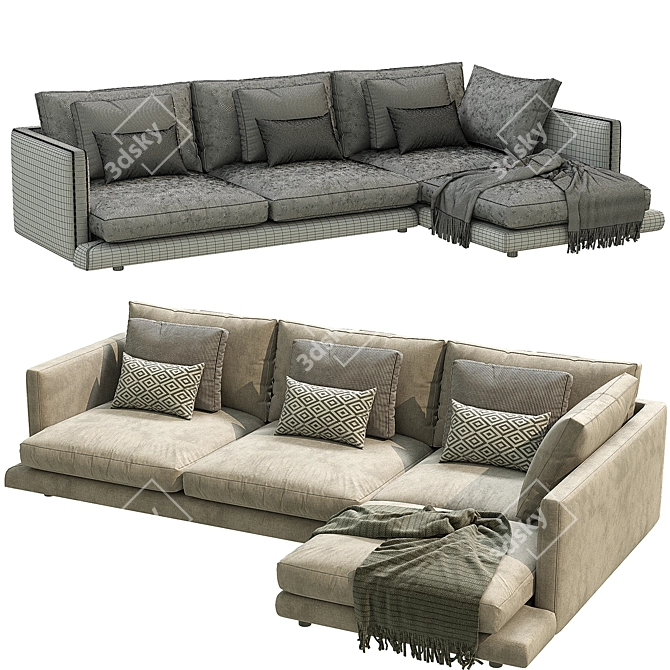 Stylish Long Island Sofa Model 3D model image 3