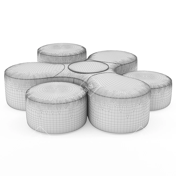 Stylish Modular Blow Pouf Set 3D model image 7