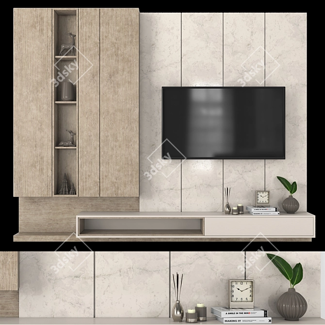 65-inch TV Wall Set - Vray Max 2014 3D model image 1