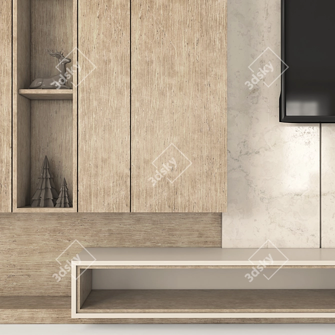 65-inch TV Wall Set - Vray Max 2014 3D model image 2