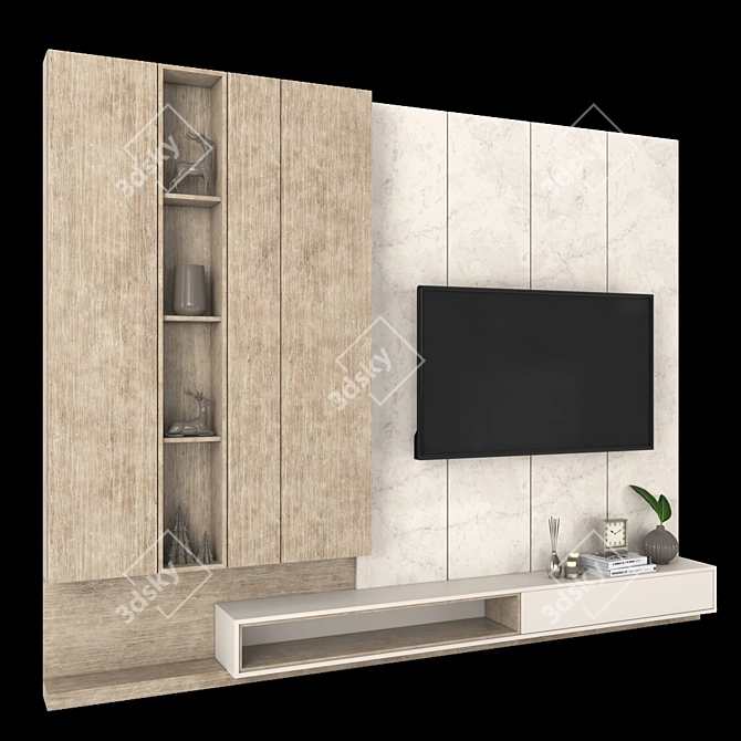 65-inch TV Wall Set - Vray Max 2014 3D model image 3