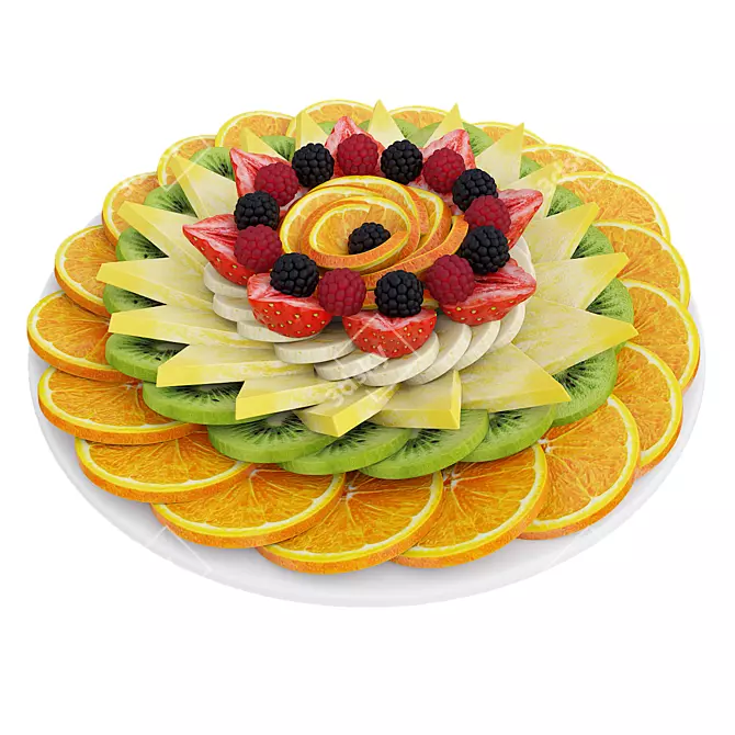 Colorful Fruit Plate 3D Model 3D model image 2