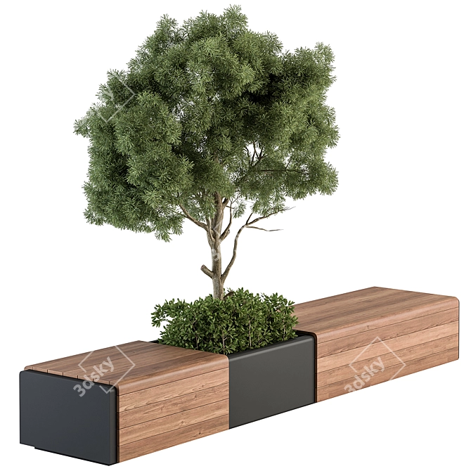 Modern Plant Bench Set 34 3D model image 1