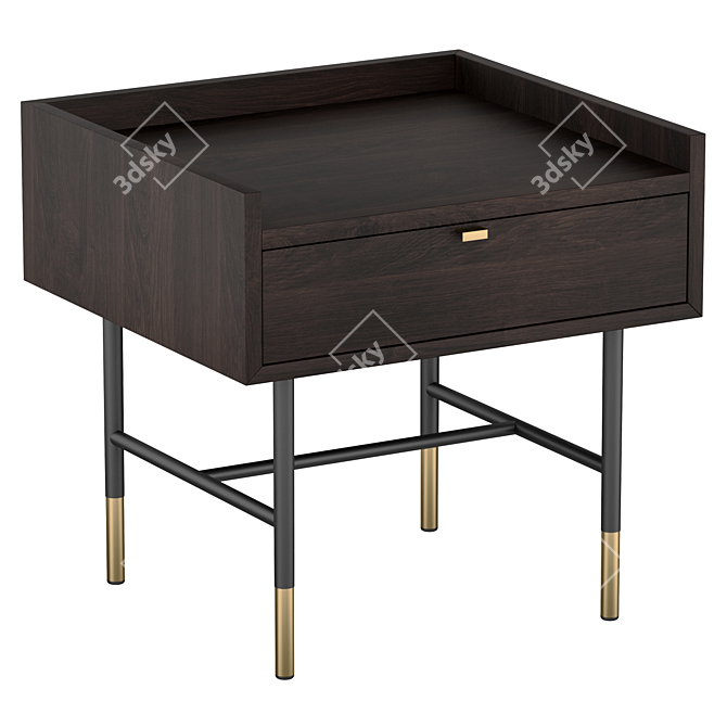 Modern Bedside Storage Box Cabinet 3D model image 1