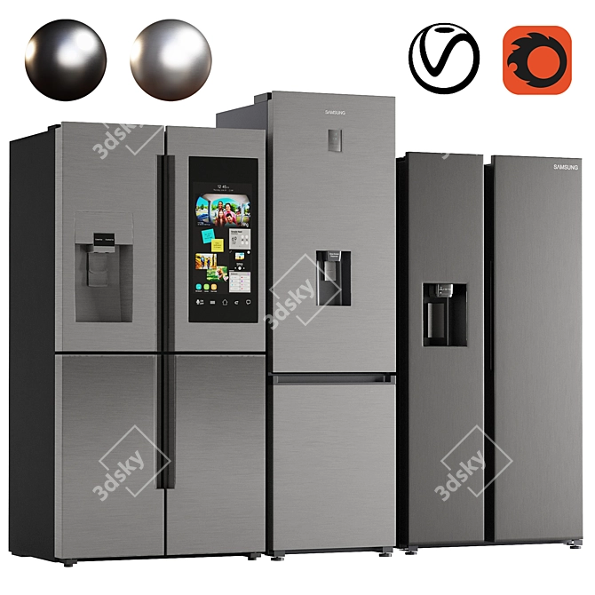 Samsung Tri-Fridge Combo Pack 3D model image 1