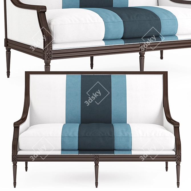 Chic Lapis Colorblock Settee 3D model image 1