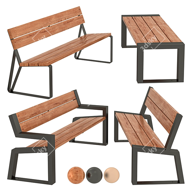 Urban Outdoor Bench Collection 3D model image 1