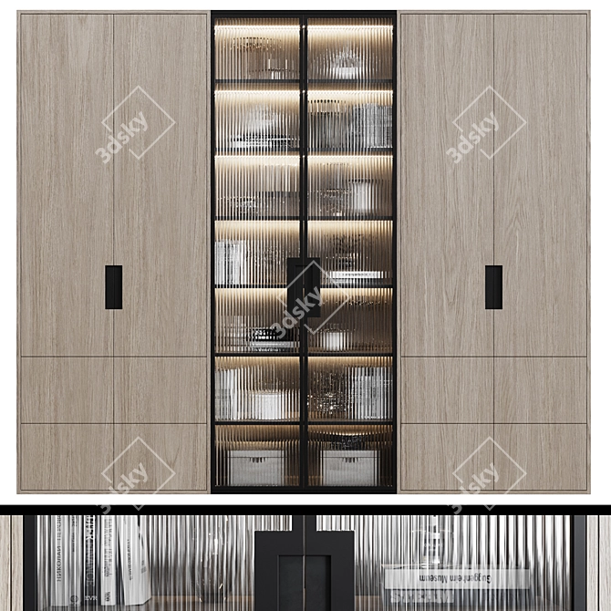 Modern Style Wardrobes with Glass Doors 3D model image 1