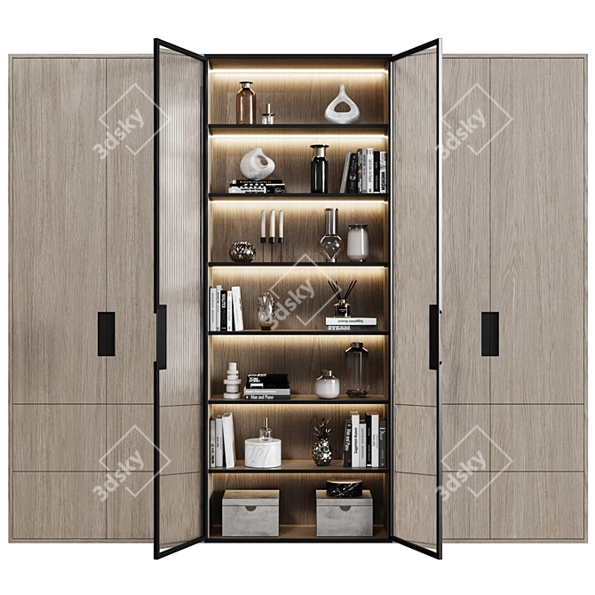 Modern Style Wardrobes with Glass Doors 3D model image 2