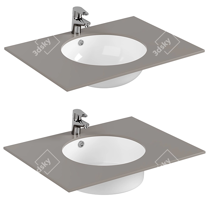 CeramaLux White Washbasin Set 3D model image 1