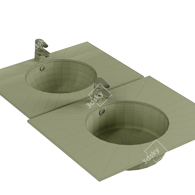 CeramaLux White Washbasin Set 3D model image 2