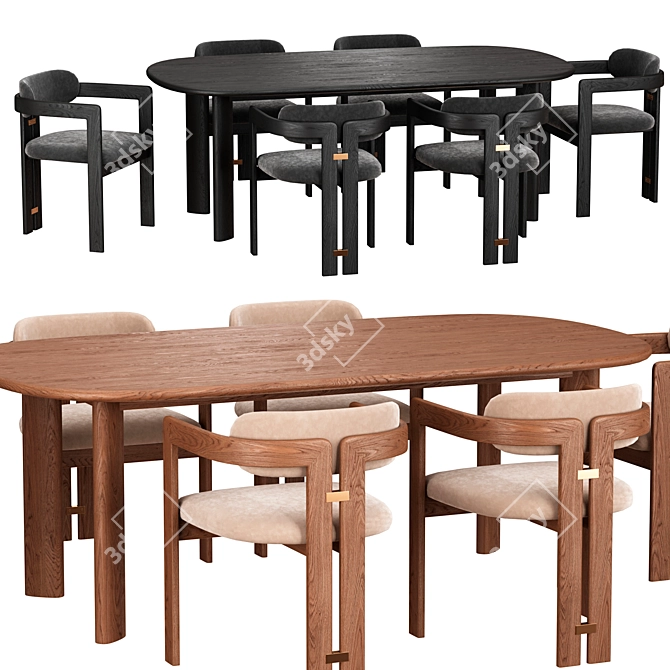 Modern Dining Set 3D Model 3D model image 1