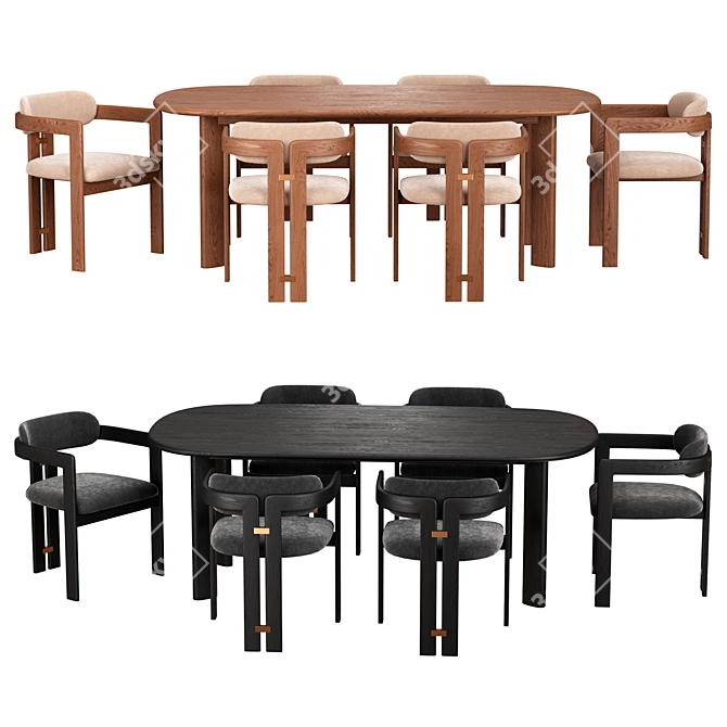 Modern Dining Set 3D Model 3D model image 2