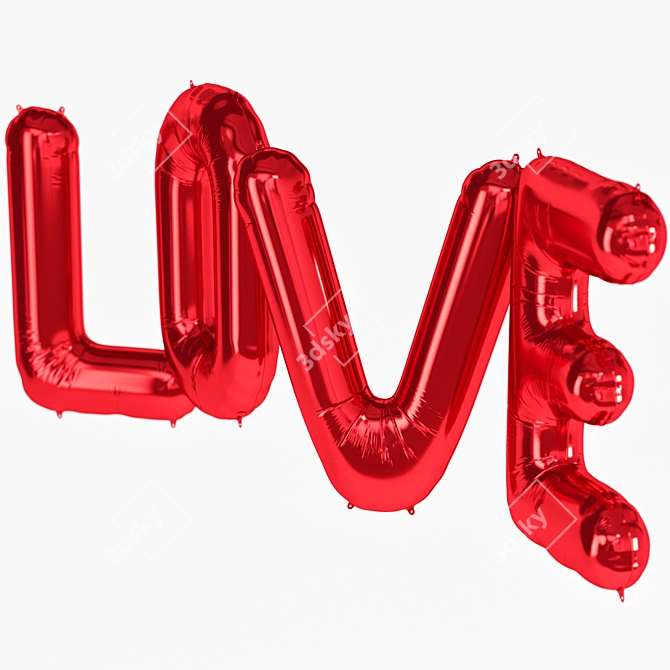 Foil Love Balloon 3D Model 3D model image 4