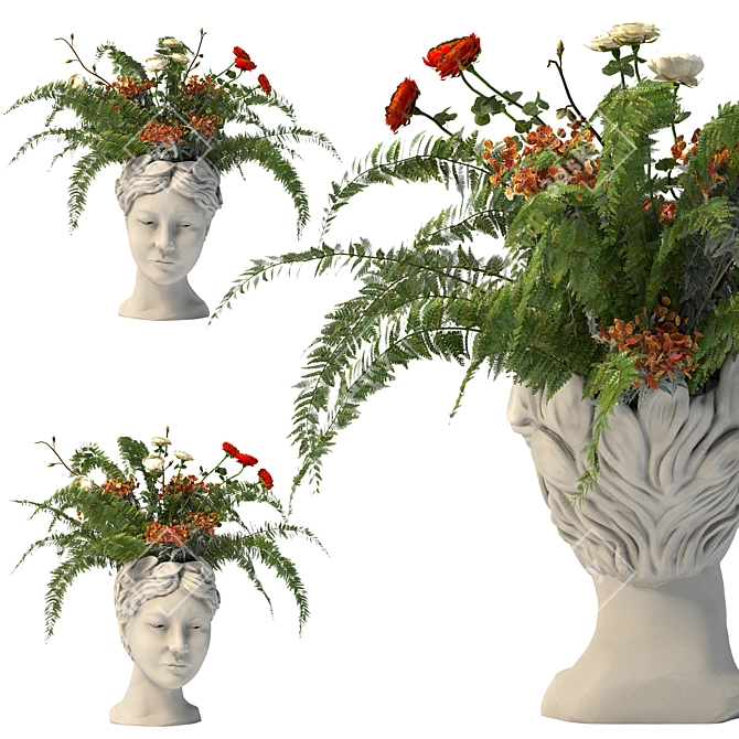  Contemporary Face Vase Decoration 3D model image 3