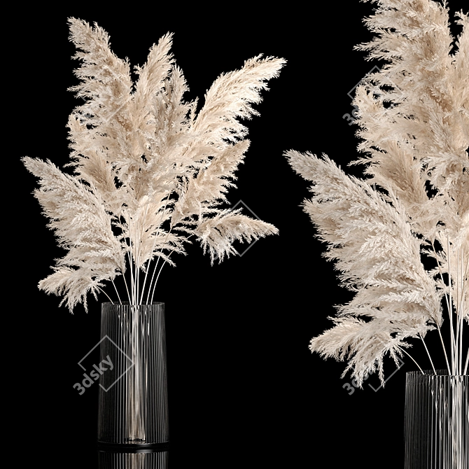 Luxury Pampas Grass Bouquet Vase 3D model image 8