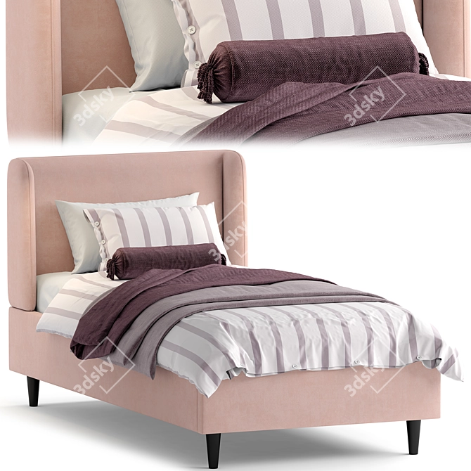 Plush Pink Paolo Single Bed 3D model image 1