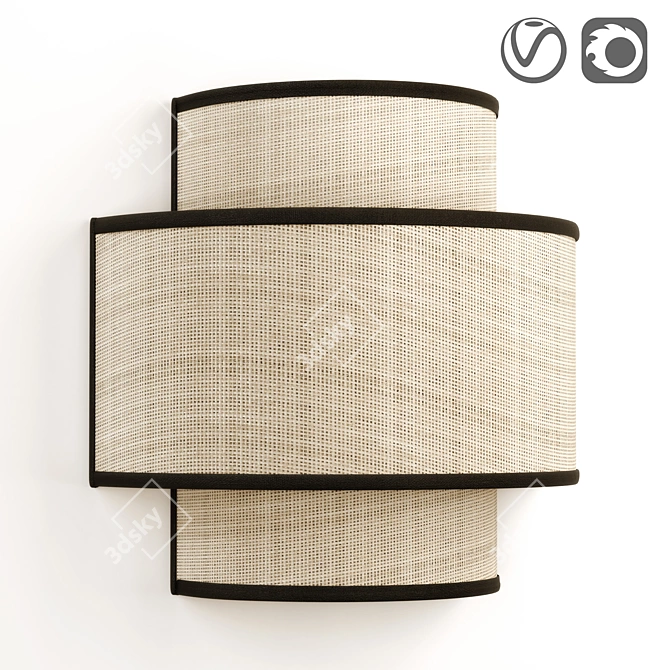 Natural Jute Wall Sconce, Elegance 3D model image 1