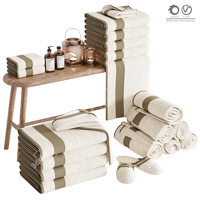 Elegant Bathroom Set Design 3D model image 1