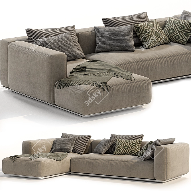  Luxe Flexform Grandemare Chaise sofa 3D model image 2