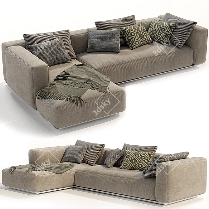  Luxe Flexform Grandemare Chaise sofa 3D model image 3