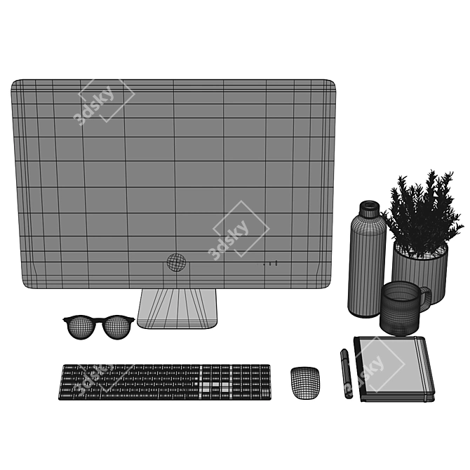 Desk Accessories Set, Modern Design 3D model image 4